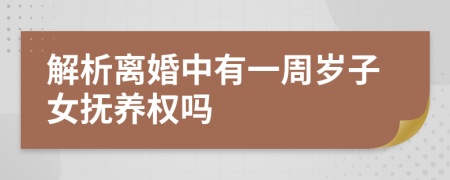 解析离婚中有一周岁子女抚养权吗