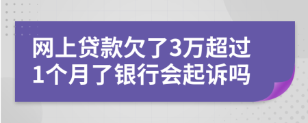 网上贷款欠了3万超过1个月了银行会起诉吗