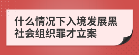 什么情况下入境发展黑社会组织罪才立案