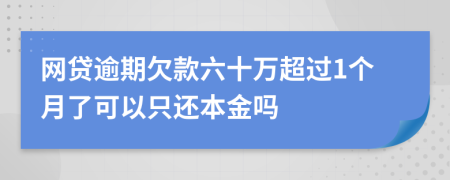 网贷逾期欠款六十万超过1个月了可以只还本金吗
