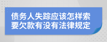 债务人失踪应该怎样索要欠款有没有法律规定