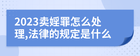 2023卖婬罪怎么处理,法律的规定是什么