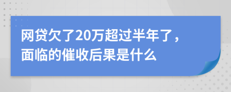 网贷欠了20万超过半年了，面临的催收后果是什么