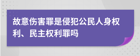 故意伤害罪是侵犯公民人身权利、民主权利罪吗