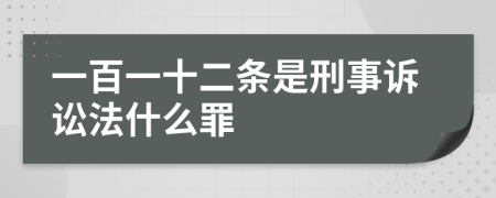 一百一十二条是刑事诉讼法什么罪