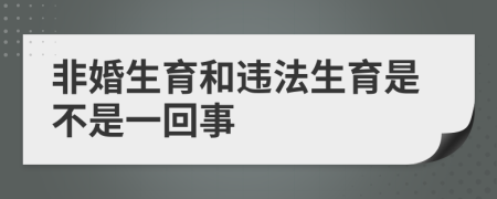 非婚生育和违法生育是不是一回事