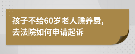 孩子不给60岁老人赡养费,去法院如何申请起诉