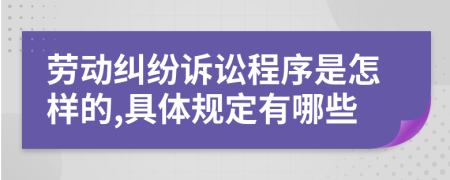 劳动纠纷诉讼程序是怎样的,具体规定有哪些