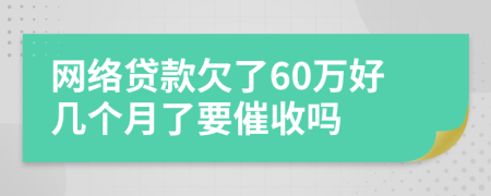 网络贷款欠了60万好几个月了要催收吗