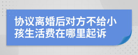 协议离婚后对方不给小孩生活费在哪里起诉