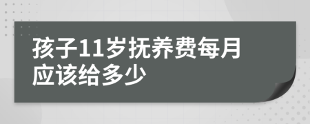 孩子11岁抚养费每月应该给多少