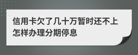 信用卡欠了几十万暂时还不上怎样办理分期停息