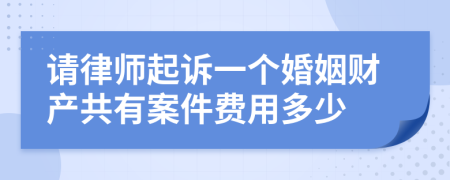 请律师起诉一个婚姻财产共有案件费用多少
