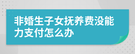 非婚生子女抚养费没能力支付怎么办