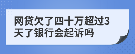 网贷欠了四十万超过3天了银行会起诉吗