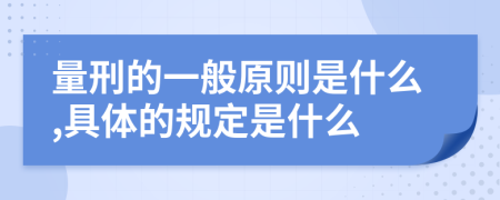 量刑的一般原则是什么,具体的规定是什么