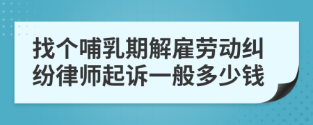 找个哺乳期解雇劳动纠纷律师起诉一般多少钱
