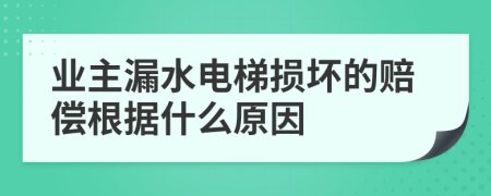 业主漏水电梯损坏的赔偿根据什么原因