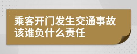 乘客开门发生交通事故该谁负什么责任