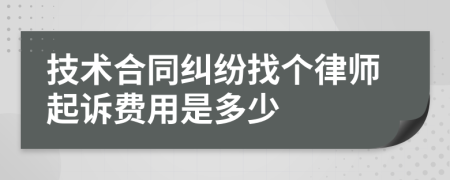 技术合同纠纷找个律师起诉费用是多少