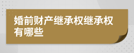 婚前财产继承权继承权有哪些