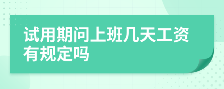 试用期问上班几天工资有规定吗