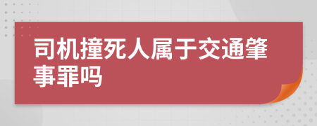 司机撞死人属于交通肇事罪吗