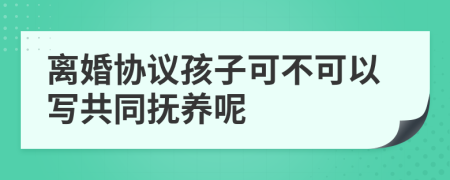 离婚协议孩子可不可以写共同抚养呢