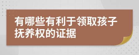 有哪些有利于领取孩子抚养权的证据