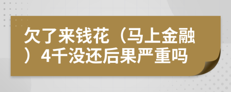 欠了来钱花（马上金融）4千没还后果严重吗