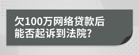 欠100万网络贷款后能否起诉到法院?