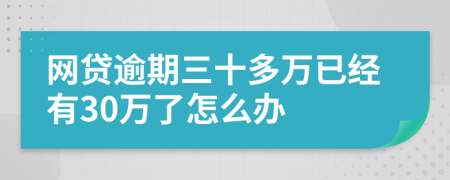 网贷逾期三十多万已经有30万了怎么办