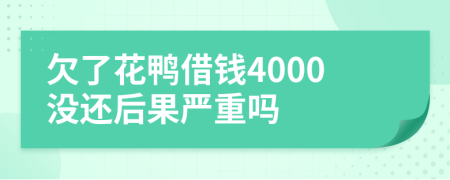 欠了花鸭借钱4000没还后果严重吗