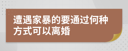 遭遇家暴的要通过何种方式可以离婚