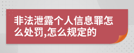 非法泄露个人信息罪怎么处罚,怎么规定的