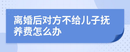 离婚后对方不给儿子抚养费怎么办