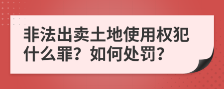 非法出卖土地使用权犯什么罪？如何处罚？