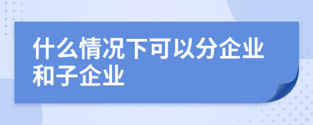 什么情况下可以分企业和子企业