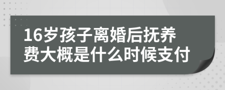 16岁孩子离婚后抚养费大概是什么时候支付