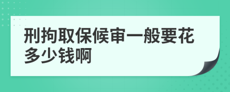 刑拘取保候审一般要花多少钱啊