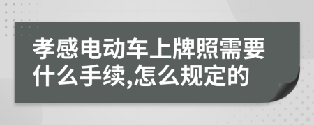 孝感电动车上牌照需要什么手续,怎么规定的