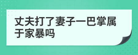 丈夫打了妻子一巴掌属于家暴吗