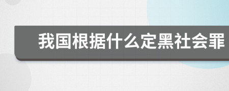 我国根据什么定黑社会罪