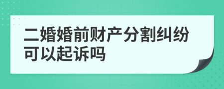 二婚婚前财产分割纠纷可以起诉吗