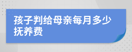 孩子判给母亲每月多少抚养费