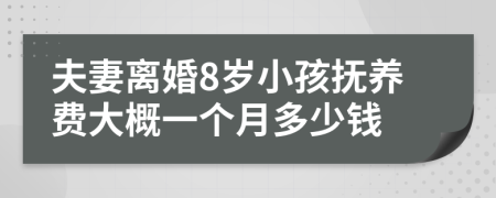 夫妻离婚8岁小孩抚养费大概一个月多少钱