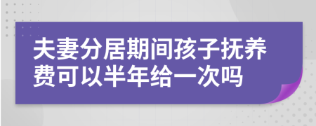 夫妻分居期间孩子抚养费可以半年给一次吗