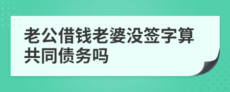 老公借钱老婆没签字算共同债务吗