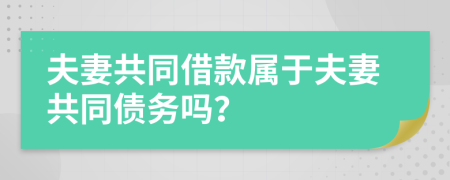 夫妻共同借款属于夫妻共同债务吗？