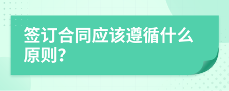 签订合同应该遵循什么原则？